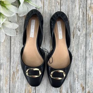 Rachel Zoe Scrunch Back Black Flats Dress Shoes Size 7